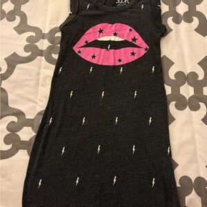 Chaser Black Graphic Tank Dress with Pink Lips